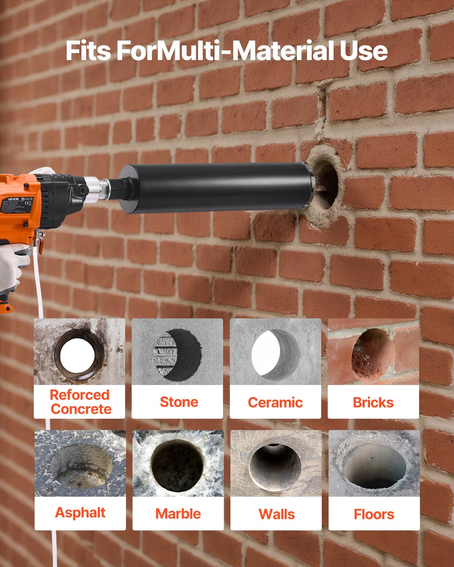 2000W Handheld Concrete Core Drill Machine with Variable Speed 6.3 Inch