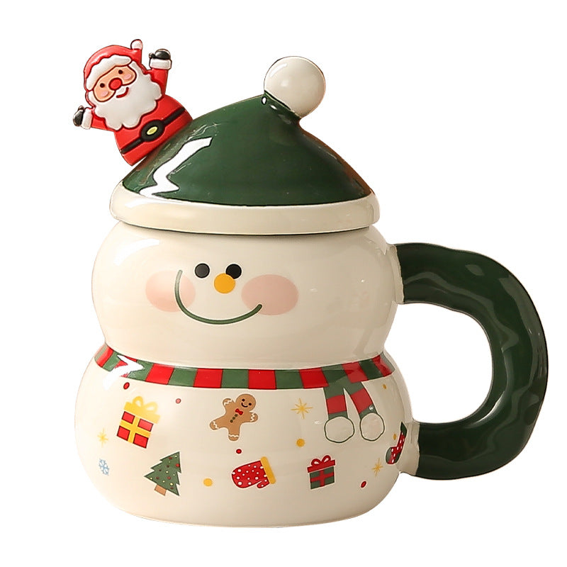 Christmas Snowman Ceramic Water Cup - Large Capacity Festive Drinkware