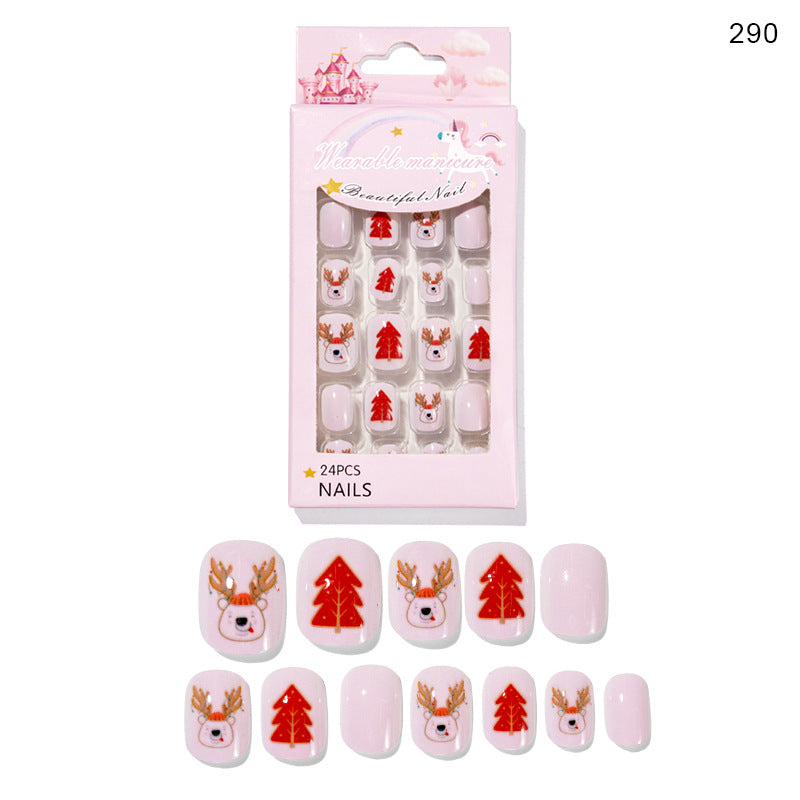 Christmas Kids Nail Stickers 24 Pieces Wearable Nail Art for Children