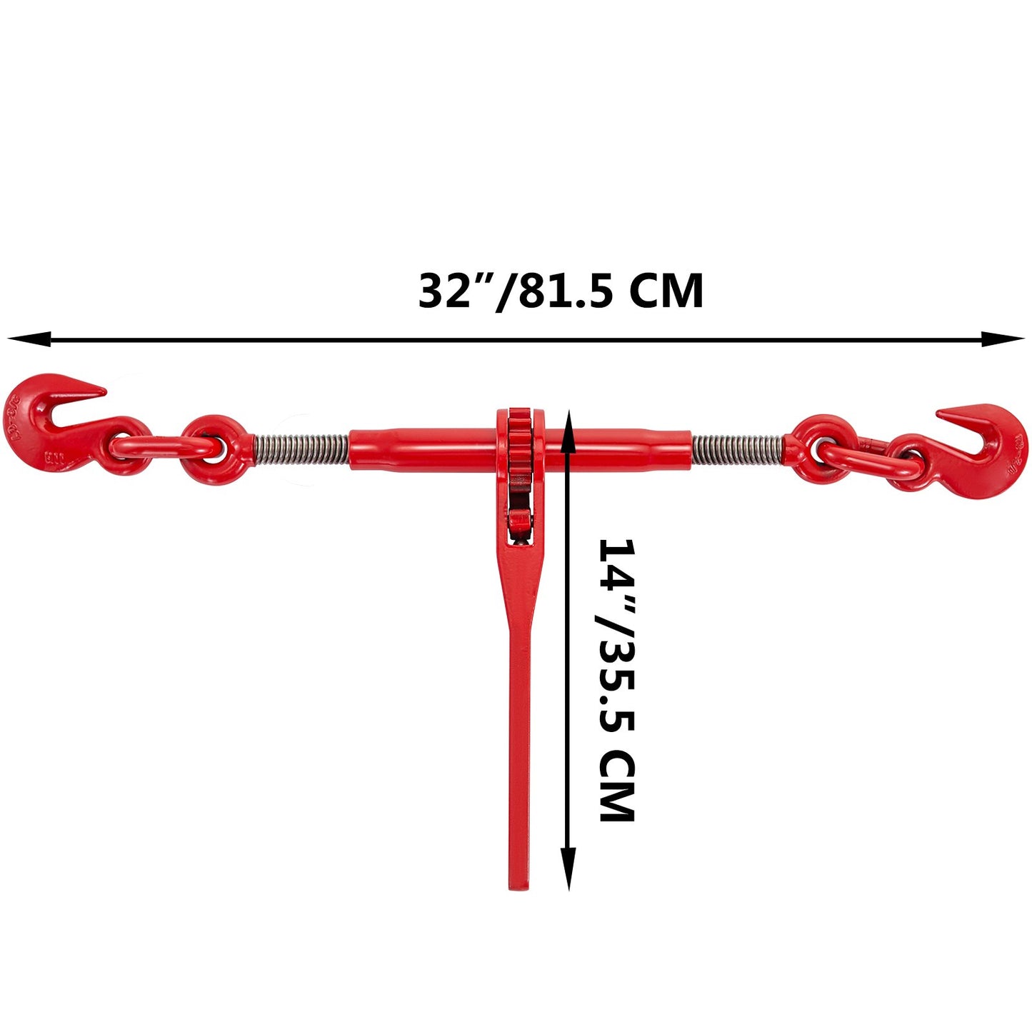 Heavy Duty Ratchet Chain Binder 9215 lbs Load Capacity - Red, 3/8-1/2 Inch Chains, 2-Pack