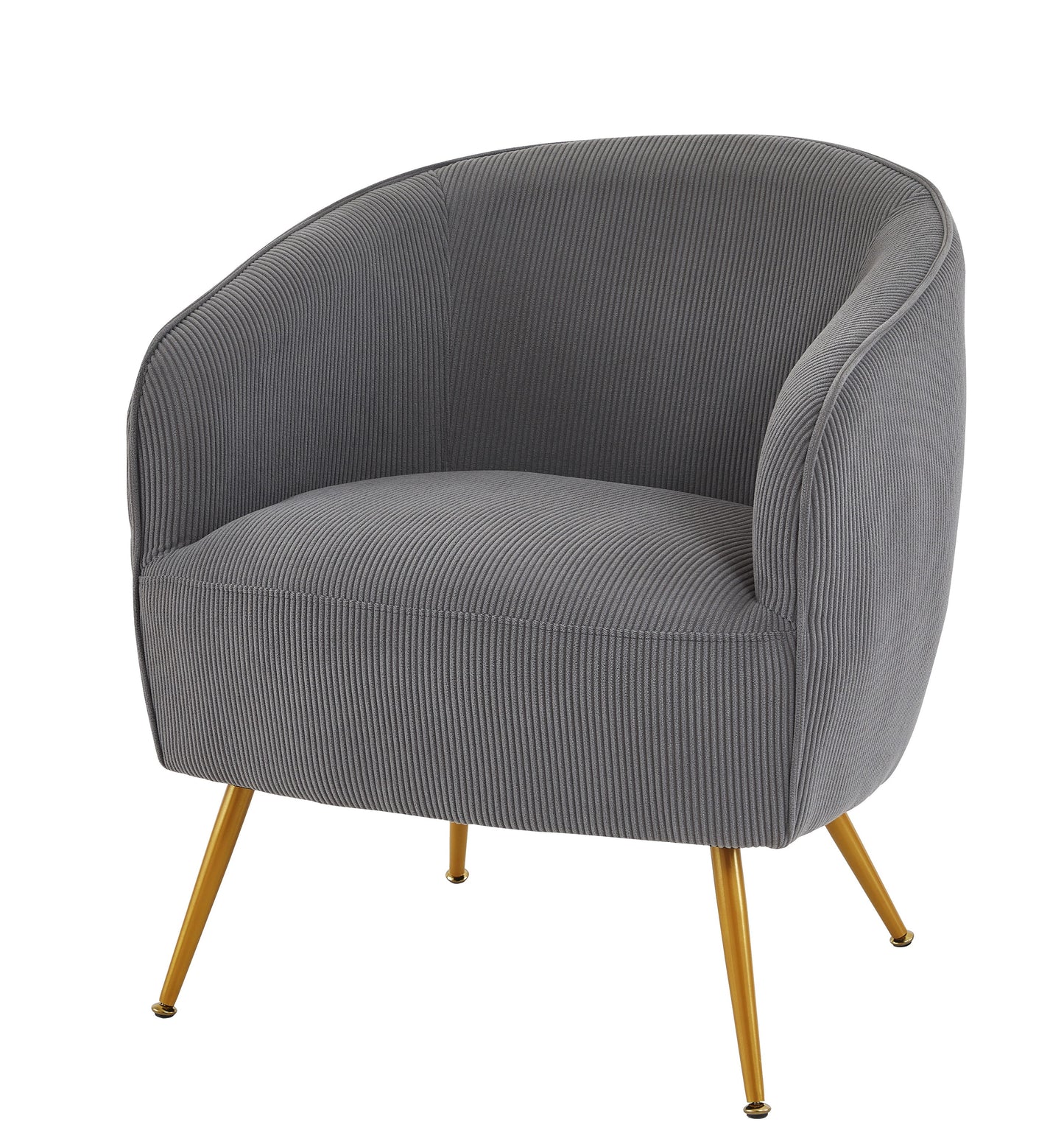 Corduroy Accent Chair With Gold Metal Legs, Modern Upholstered