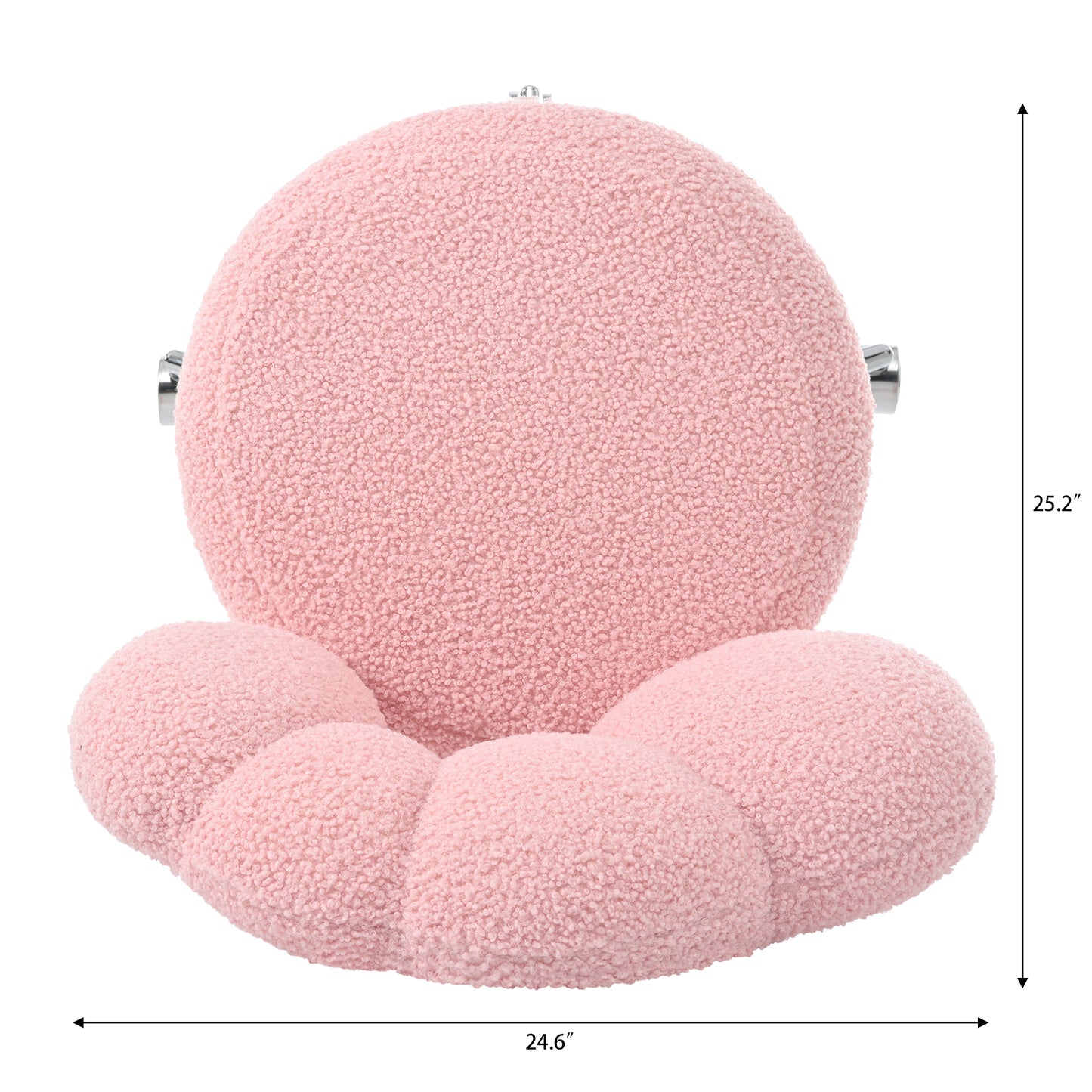 360° Swivel Height Adjustable Pink Teddy Fabric Office Chair