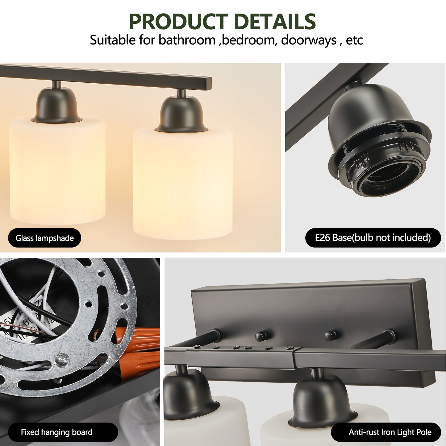 Modern 8-Light Bathroom Vanity Light Fixture - Matte Black