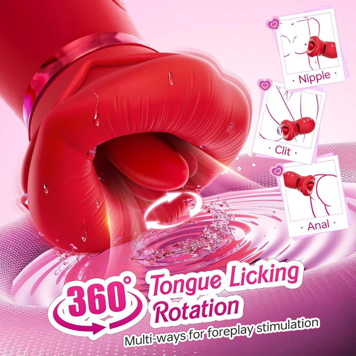 Female Tongue Licking Sucking Vibrator - Negative Suction, Multiple Variants