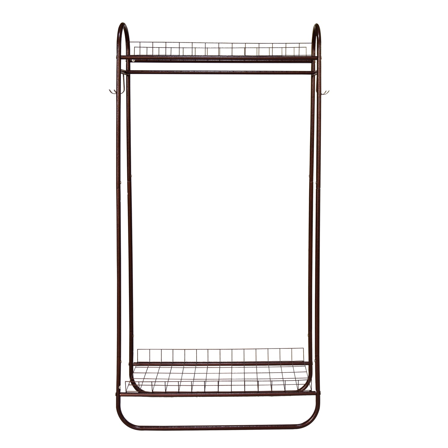Heavy Duty Freestanding Clothing Rack with Double Shelves - Brown