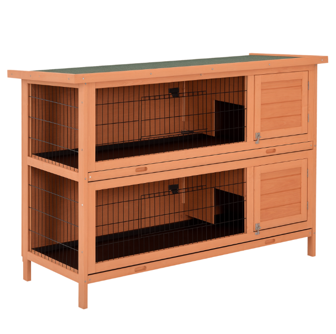 Outdoor 2-Tier Rabbit Cage with Removable Dividers and Pull-Out Trays - Orange