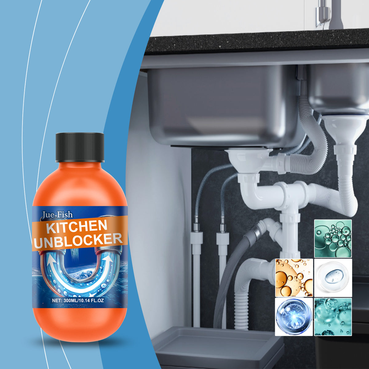 Drainage Pipe Blockage Remover - 300ml Plumbing Cleaner for Clogged Pipes