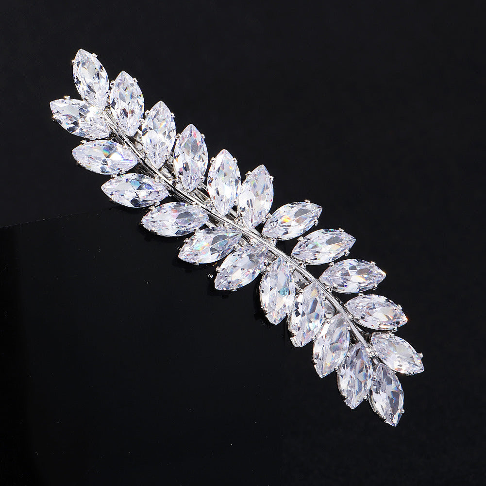 Zircon Leaf Rhinestone Hair Clip - Elegant Bangs Accessory