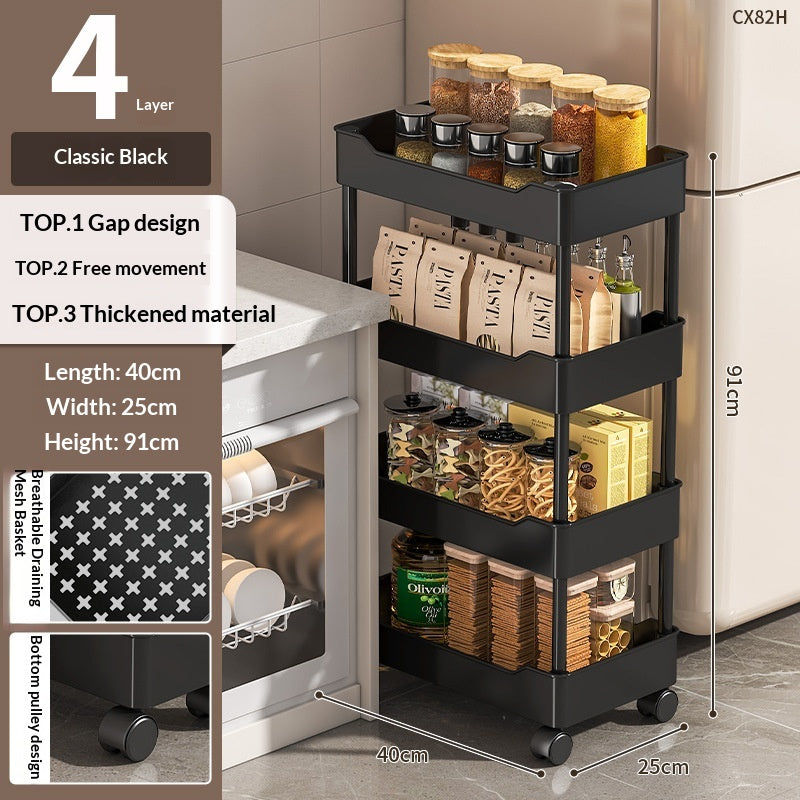 Multi-Layer Rolling Storage Cart with Wheels for Kitchen Bathroom Organization