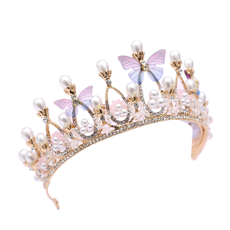 Butterfly Crown Hair Clip for Girls – Princess Headdress with Crystals