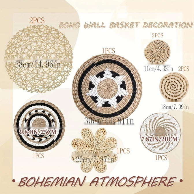 Handmade Straw Woven Wall Decorations Bohemian Wall Art Set