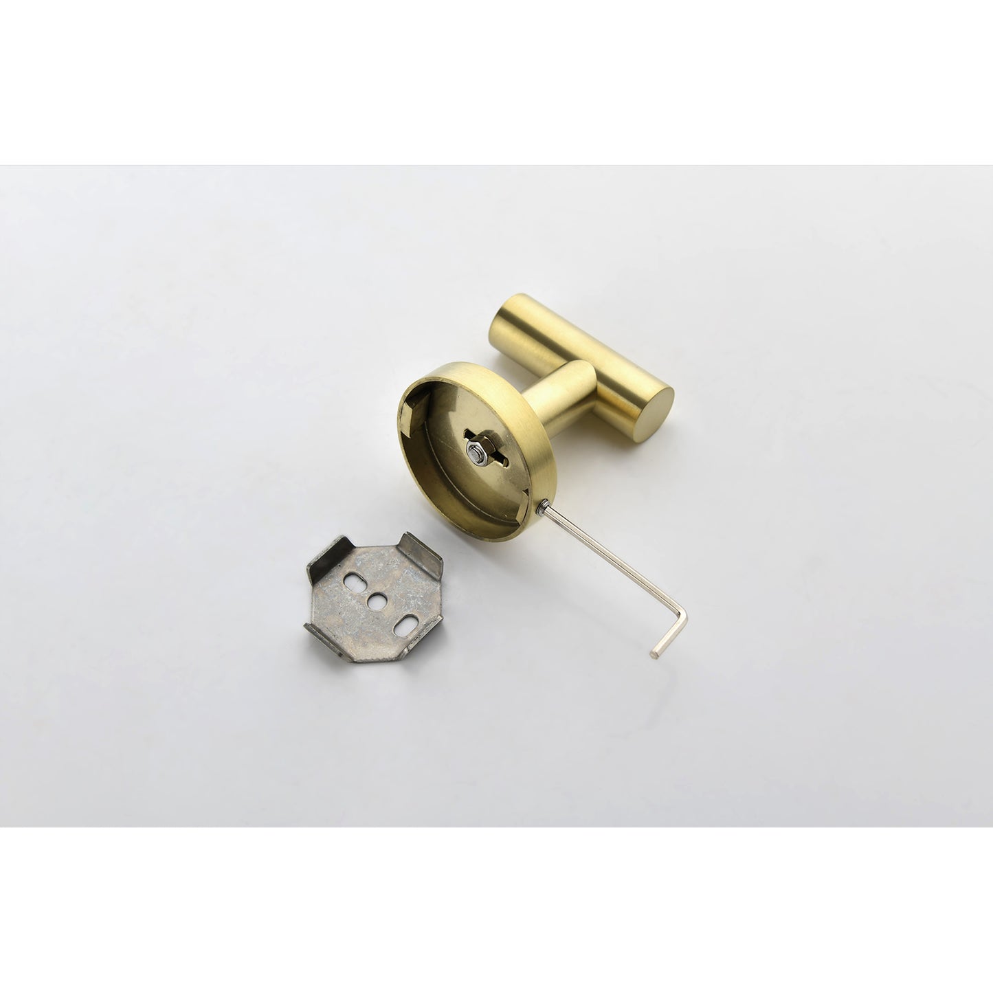 3-Piece Bathroom Hardware Set - Towel Bar, Toilet Paper Holder & Hooks - Brushed Gold