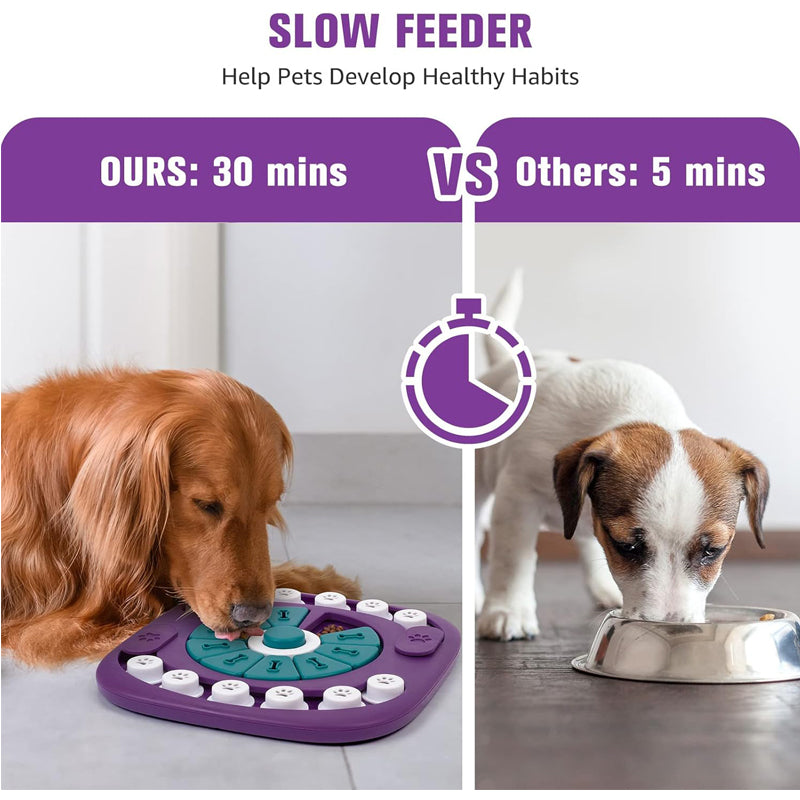 Interactive Dog Puzzle Toy Treat Dispenser for Large Medium Small Dogs - Purple