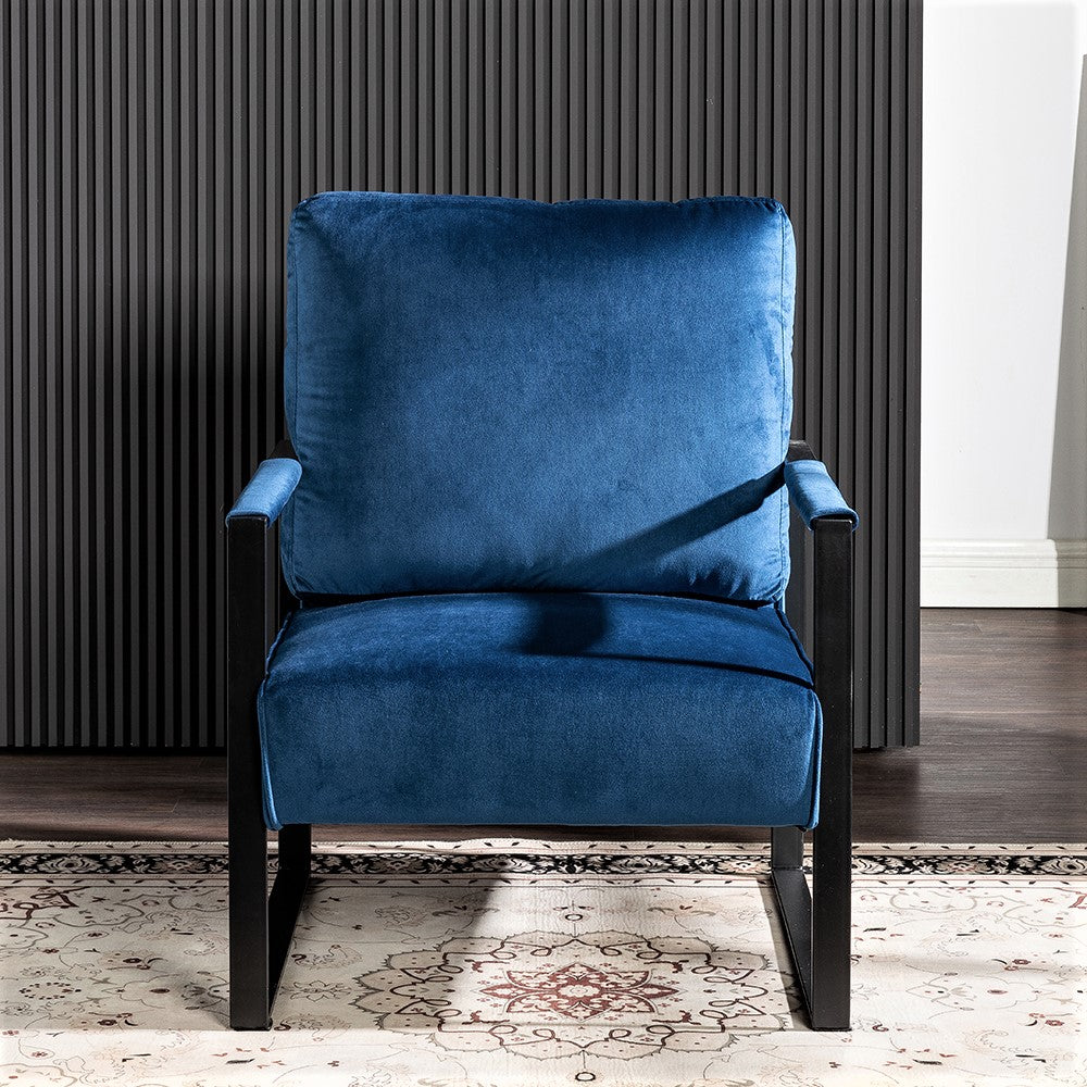 Classic Mid Century Modern Accent Chair With Durable Square Metal