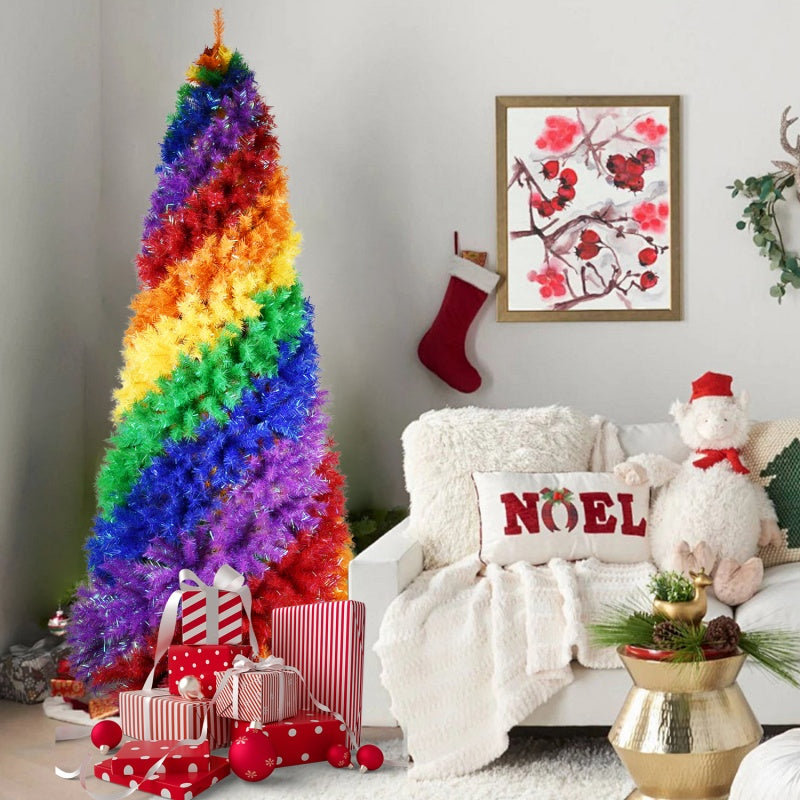 Artificial Colorful Rainbow Christmas Tree - Multiple Heights