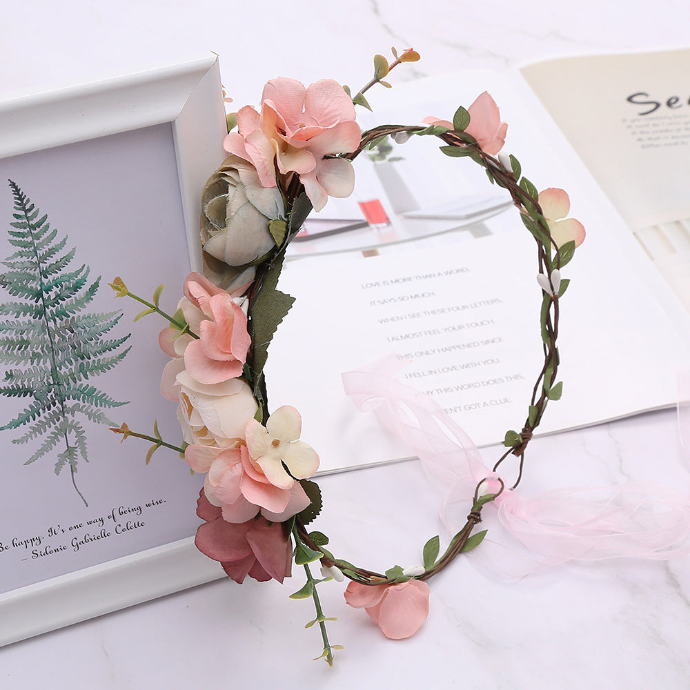 Bride's Seaside & Forest Style Flower Headdress Wreath - Fabric Hairband