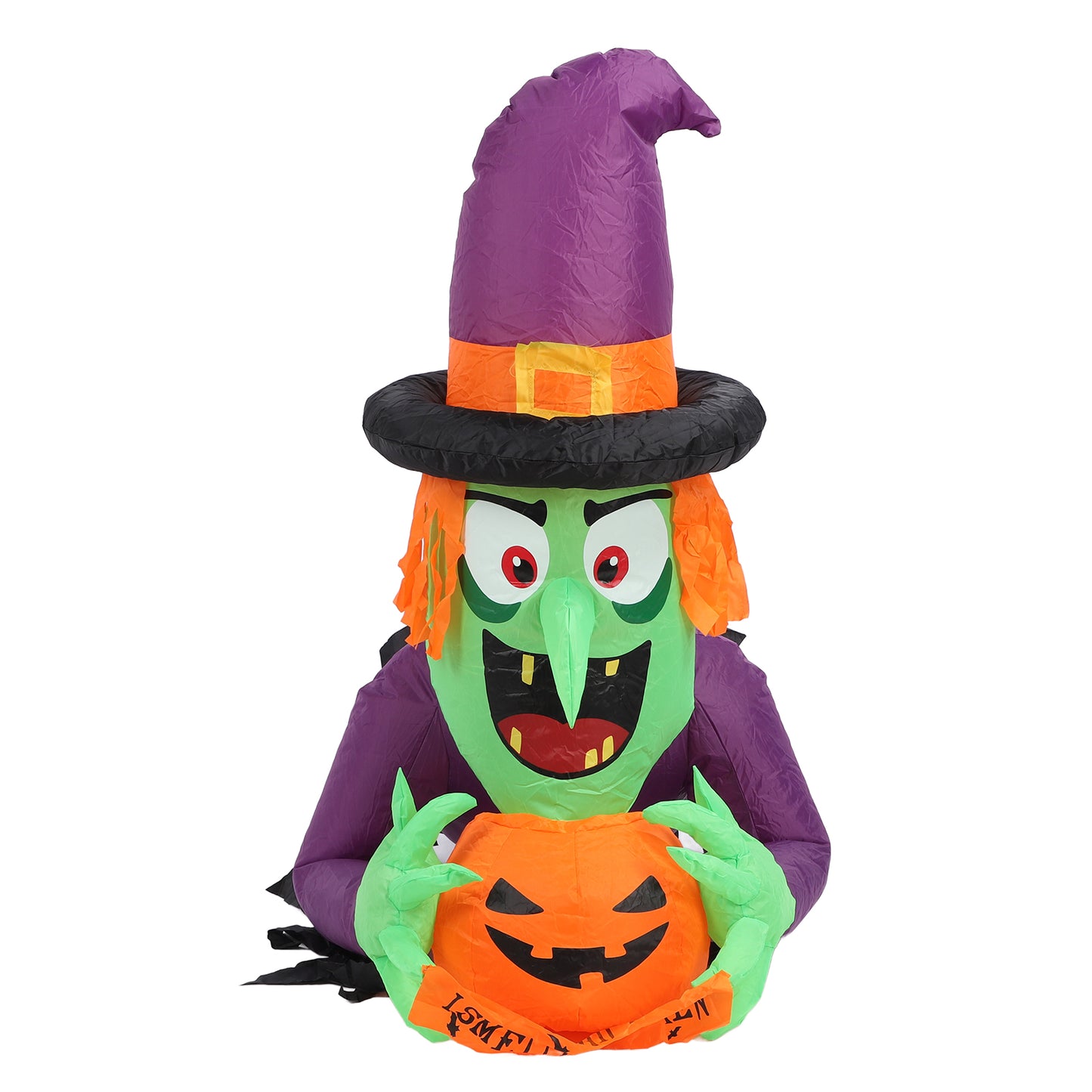 4.43ft Witch Broke Out From Window Inflatable Decoration Built In LED