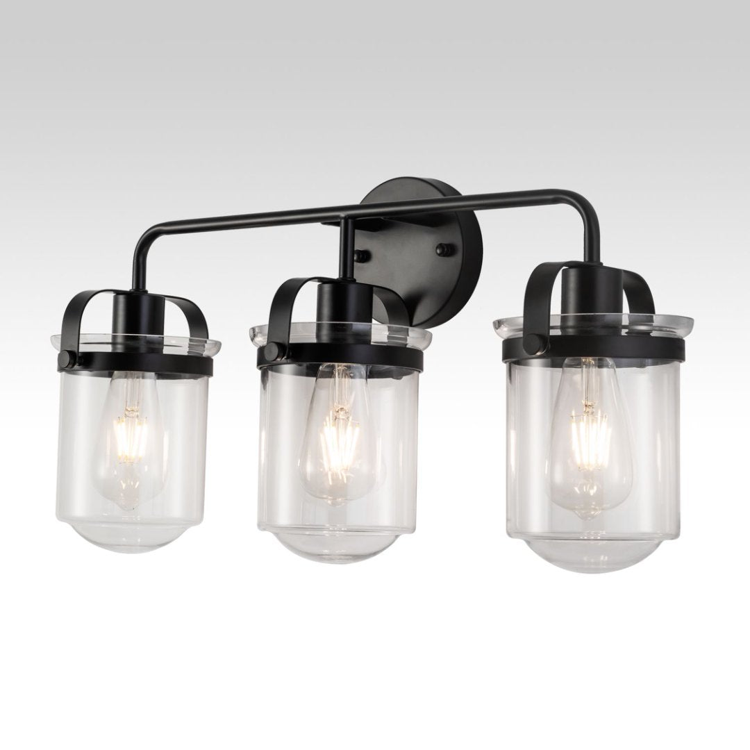 Modern Black Glass Sconce Light Fixture for Bathroom & Living Room - E26 Socket, Indoor Use