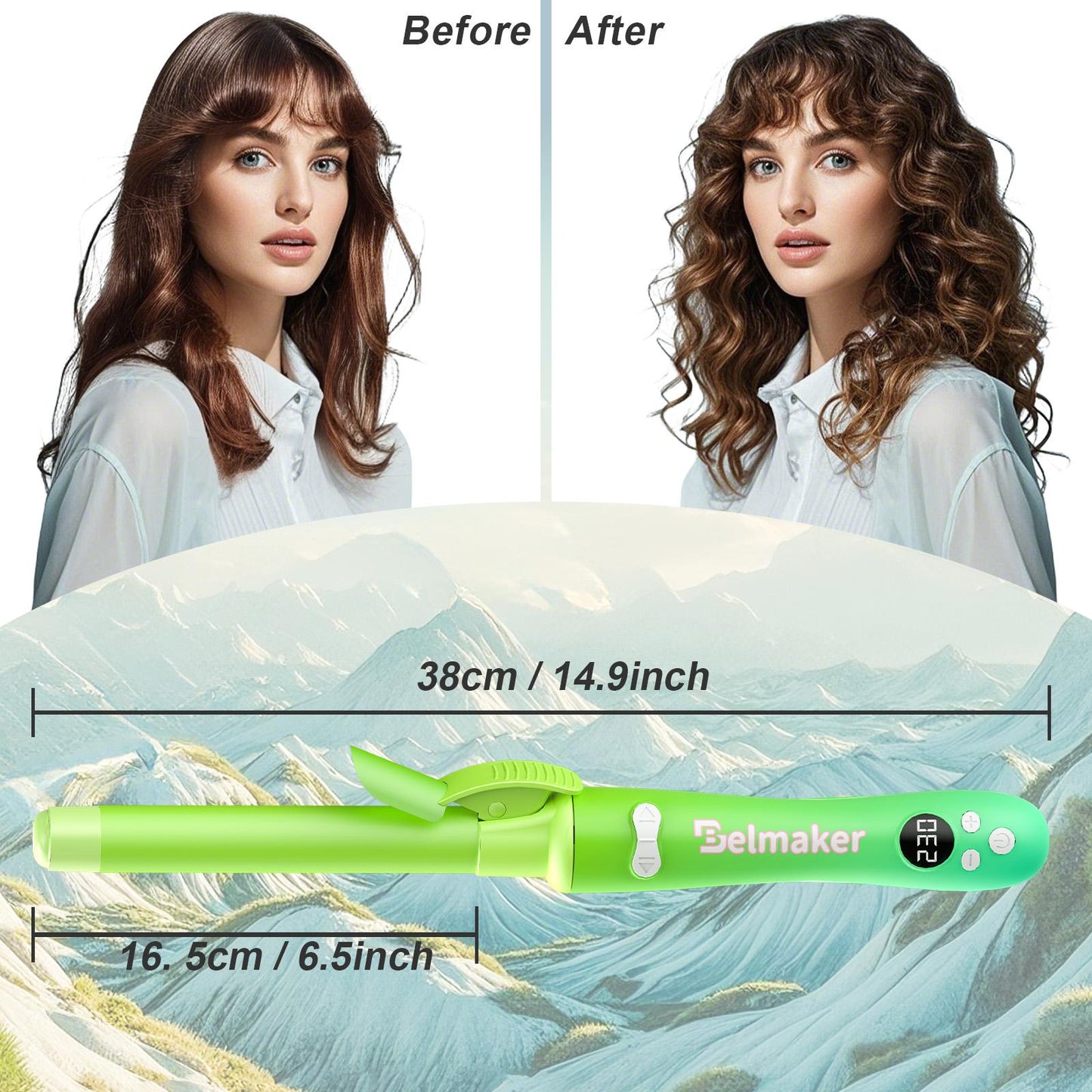 Rotating Ceramic Curling Iron - 1-Inch Barrel with Auto Shut-Off