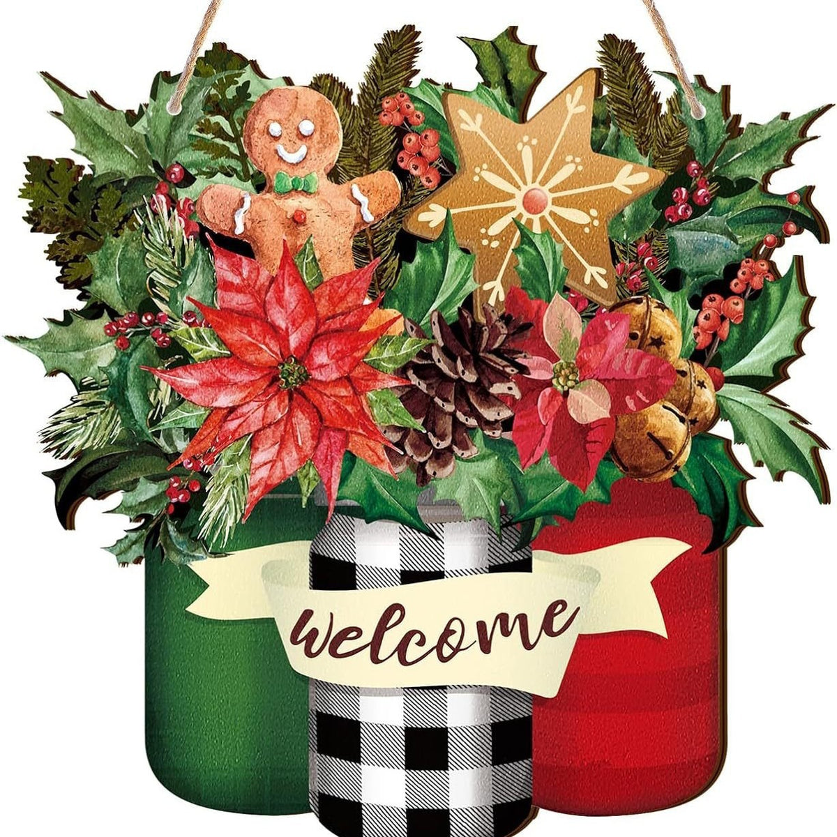 Easter Welcome Sign Wooden Flower & Wood Decoration - Festive Home Decor