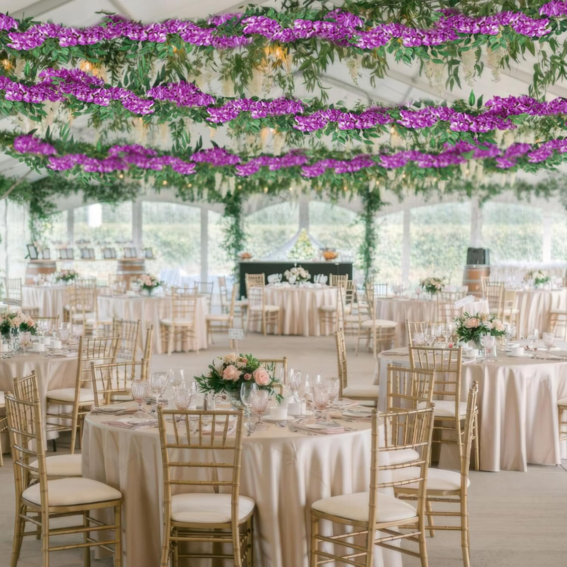 6.56FT Artificial Wisteria Vine Garland - Purplish Silk Flowers
