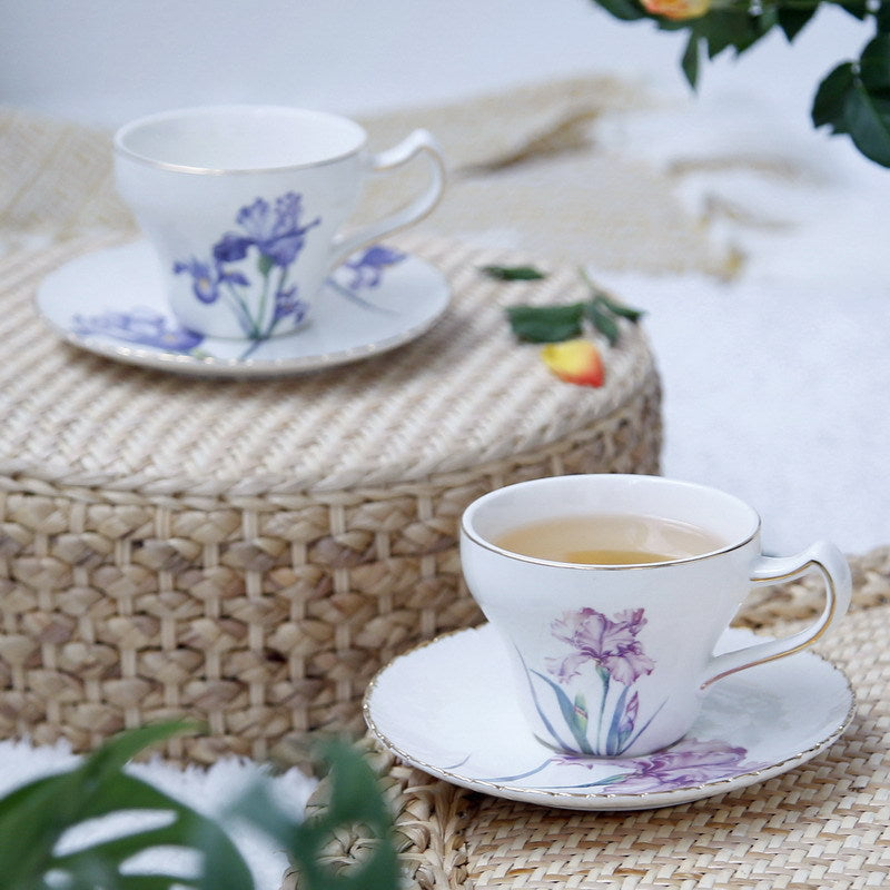 European Style Porcelain Coffee Cup and Plate Set - Multiple Colors & Capacities