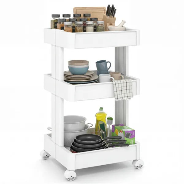 3 -Tier DIY Rolling Storage Cart,15.5 X 14.5 30 With Detachable