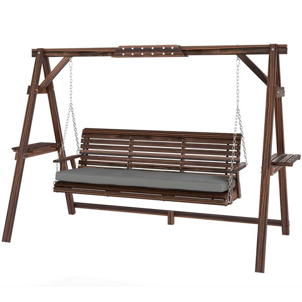 Ergonomic Outdoor Swing Chair with Cushioned Seat - Carbonized Brown