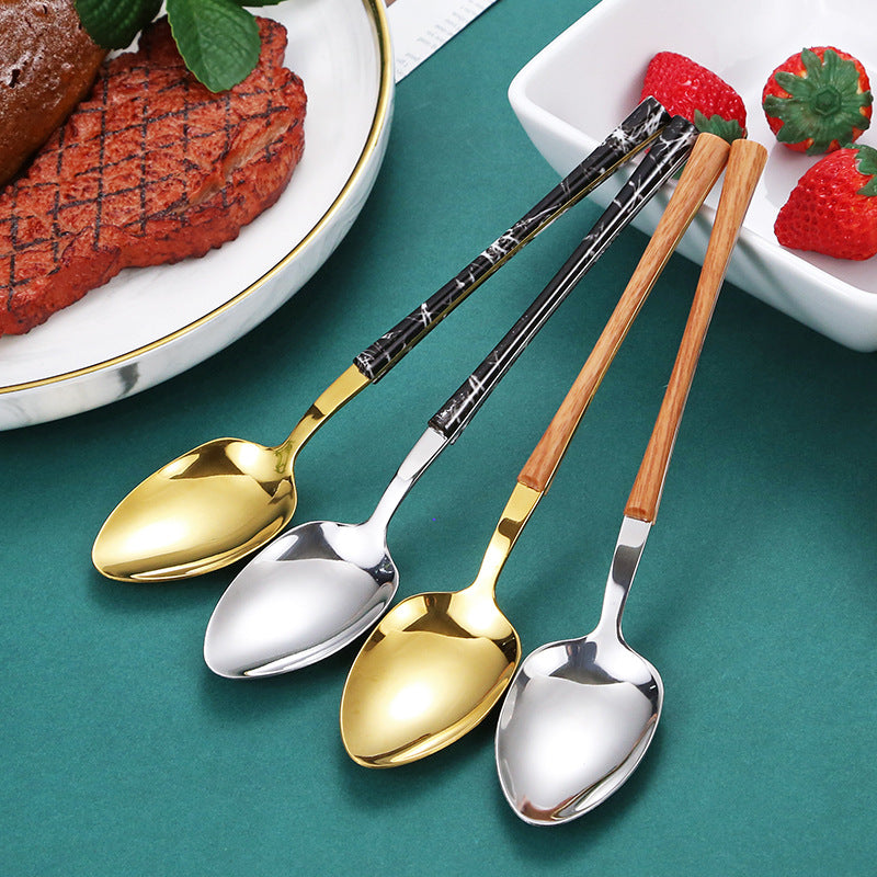 Stainless Steel Flatware Set with Dessert Spoon, Fork & Knife - 20pcs