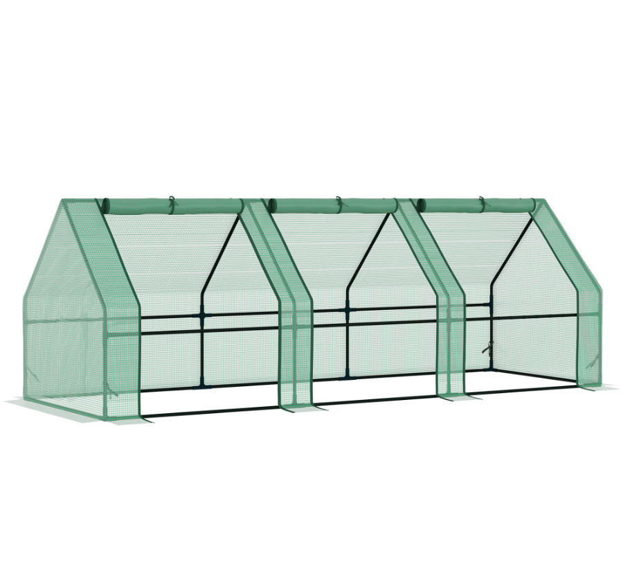 Portable Greenhouse 9ft x 3ft x 3ft with Zipper Doors UV-Resistant PE Cover Garden House