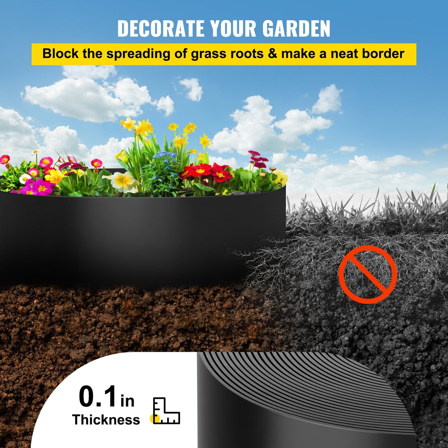 Garden Edging 10 Inch Depth 150 ft Recycled HDPE Flexible Border for Landscaping