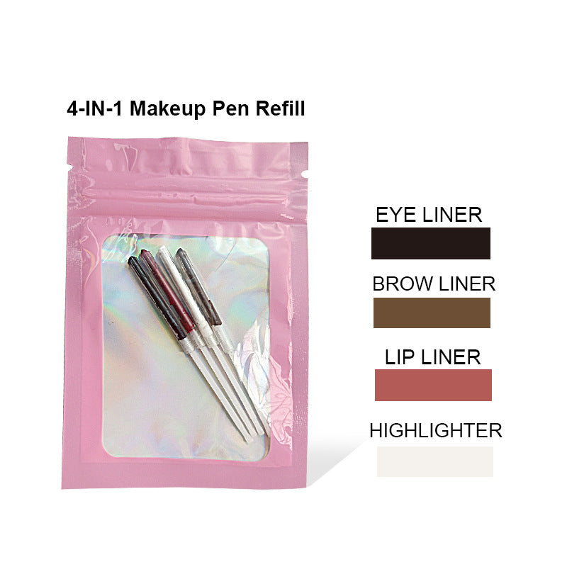 Four-in-One Eyebrow Pencil Lip Gloss Eyeliner Makeup Pencil - Refill Pink