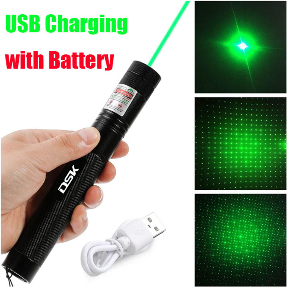 USB Rechargeable Green Laser Pointer Pen Light for Astronomy & Presentations