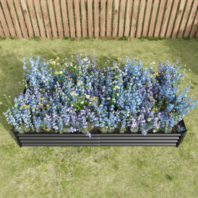Metal Raised Garden Bed Kit 7.6x3.7ft for Vegetables, Flowers, Herbs - Black