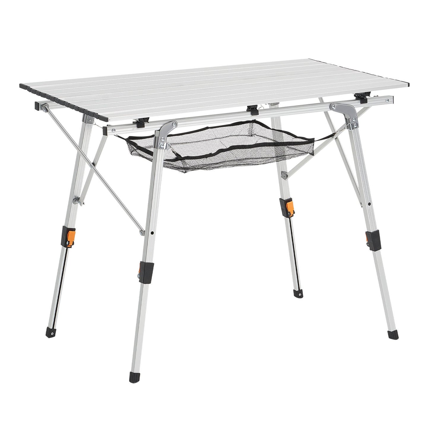 Portable Folding Camping Table Aluminum Outdoor Picnic Table with Mesh Layer - Silver