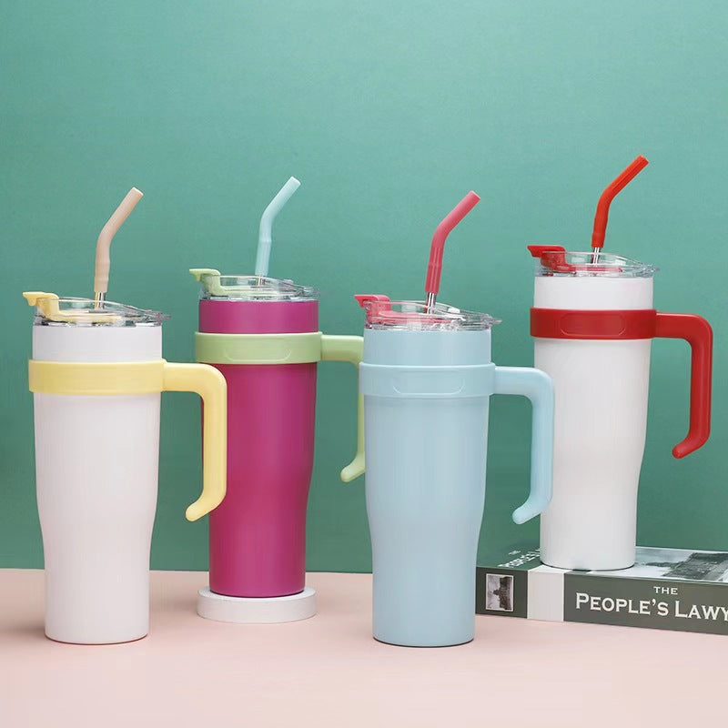 Large Capacity Stainless Steel Water Cup with Handle Strap 1L Insulated Drinkware