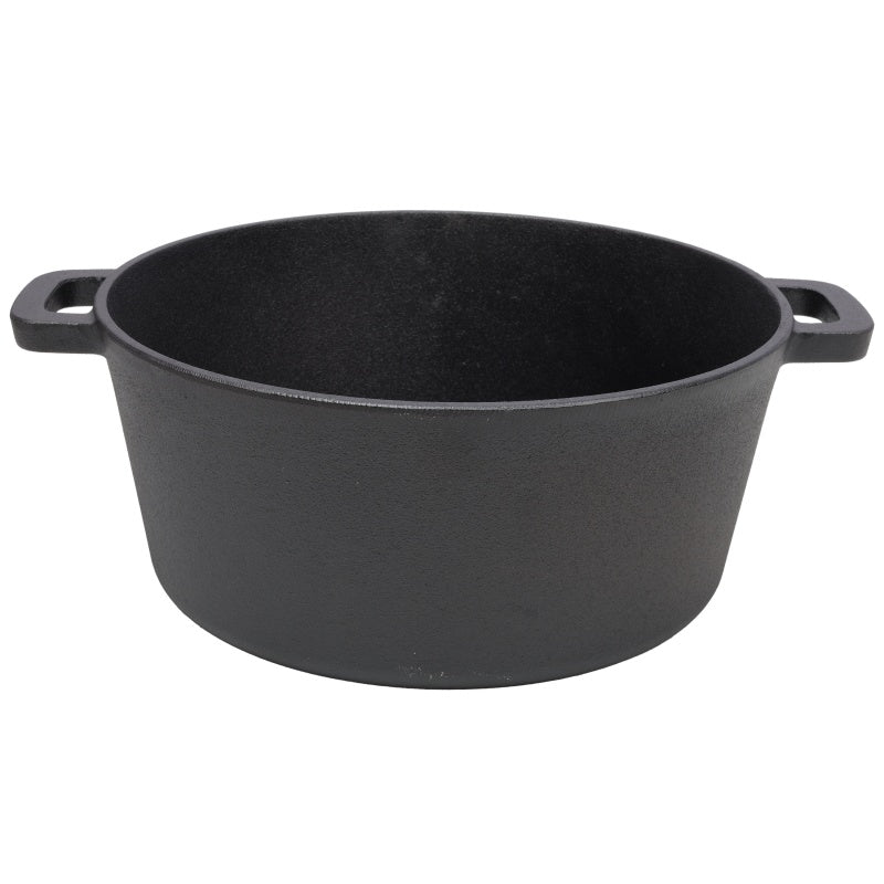Pre-Seasoned Cast Iron Dutch Oven with Dual Handles - Black