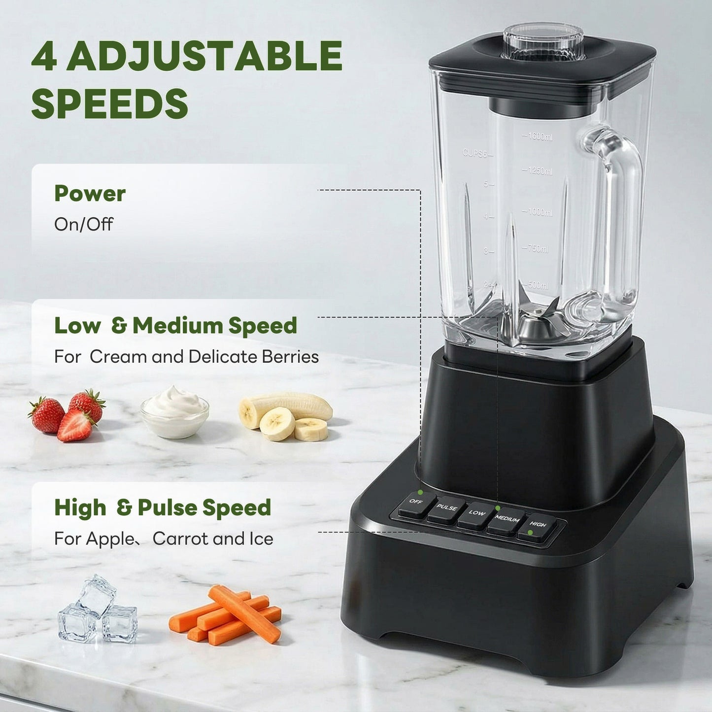 Professional Ice Cream Blender - 54oz Large Glass Cup