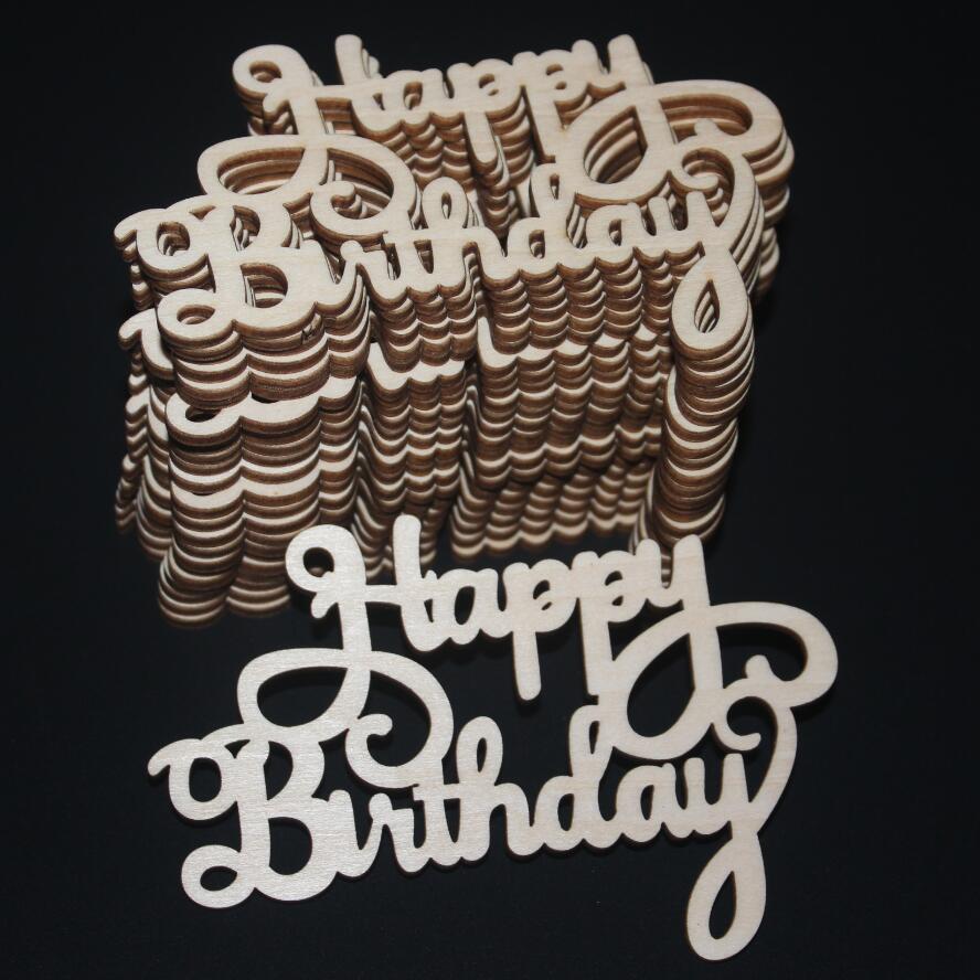 Wooden Happy Birthday Letters - 15pcs Carved Wooden Signage for Celebrations