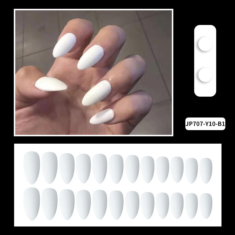 Women’s Solid Color Frosted Matte False Nails with Starry Sky Design