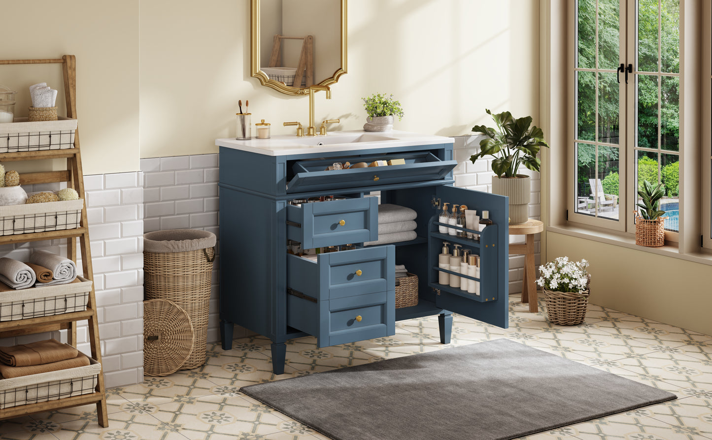 36-Inch Indigo Blue Modern Bathroom Vanity with Sink