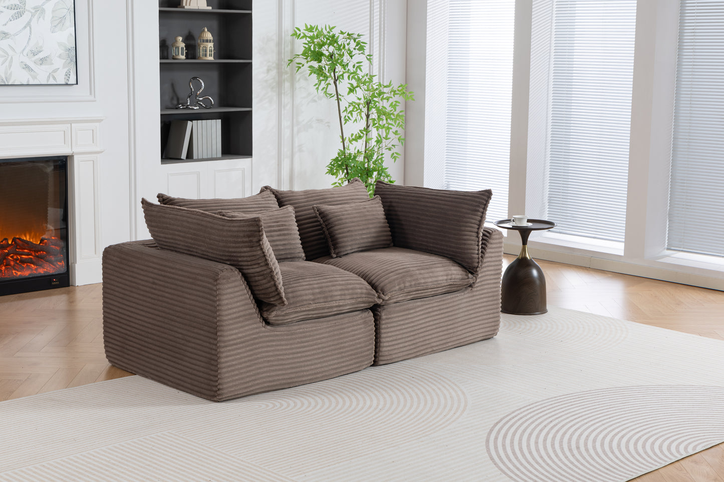Modular Sectional Sofa - Oversized 2-Seat Cloud Couch in Khaki