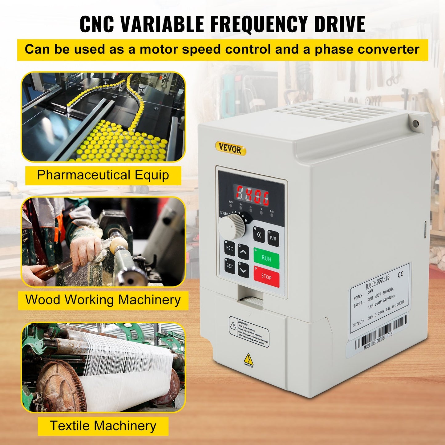 3KW Variable Frequency Drive Inverter - 220V AC, CNC Motor Control