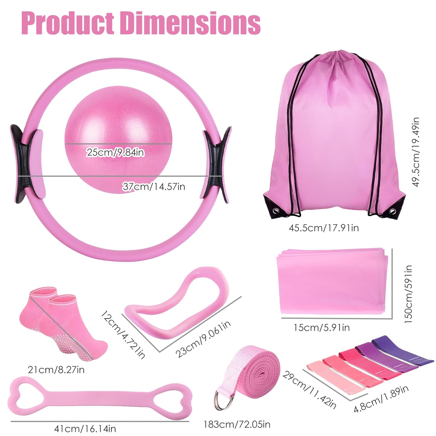 14-Piece Pilates Ring Kit with Resistance Bands & Yoga Ball