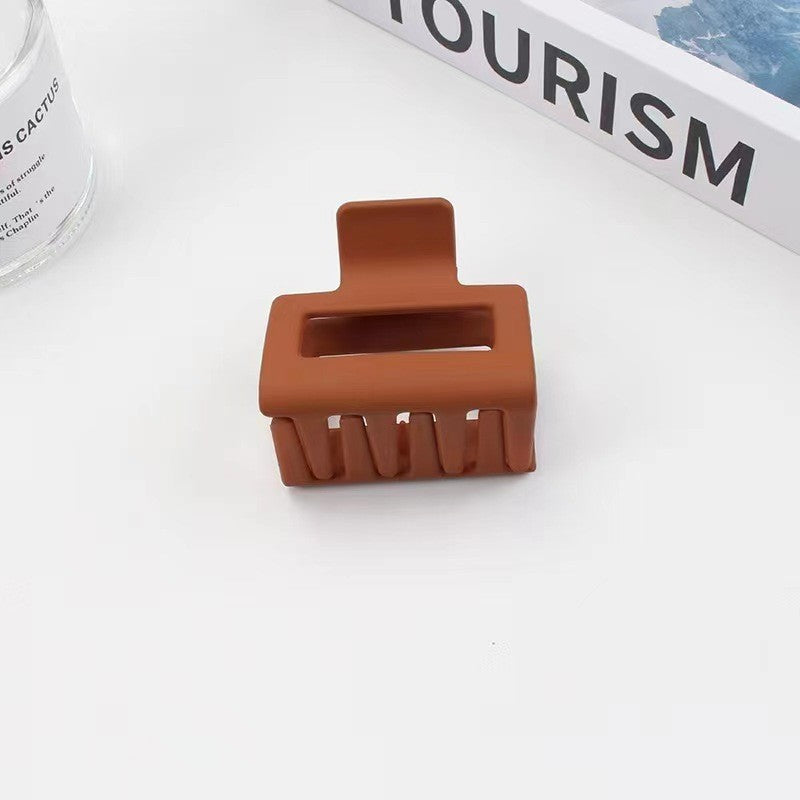 Square Matte Rubber Hair Clips - Korean Style, Black & Cream