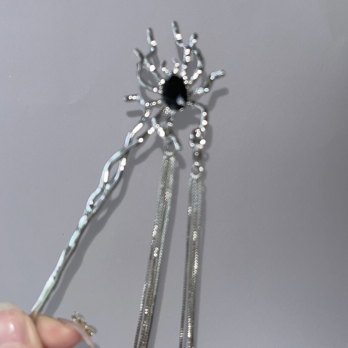 Dark Metal Spider Hairpin