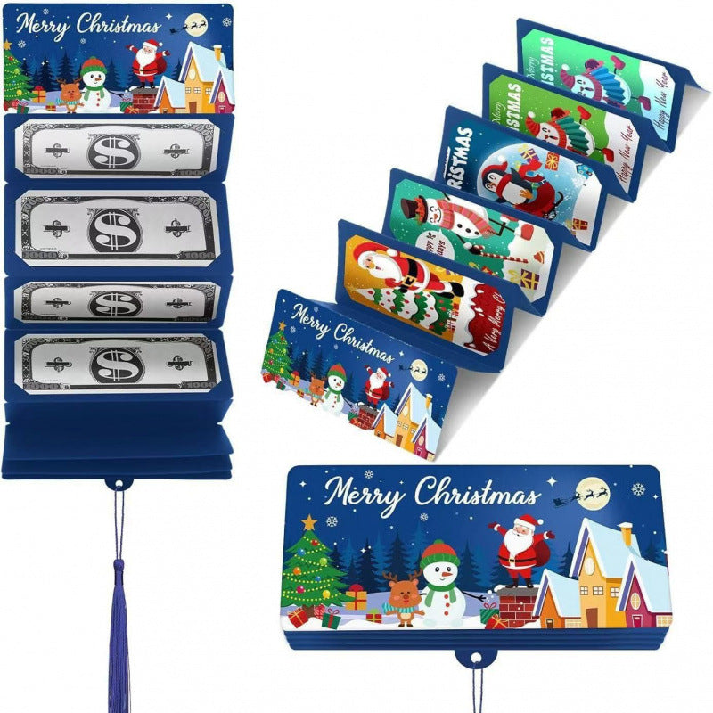 Foldable Dollar Bill Holder with 10 Slots Christmas Party Money Box Red Envelope