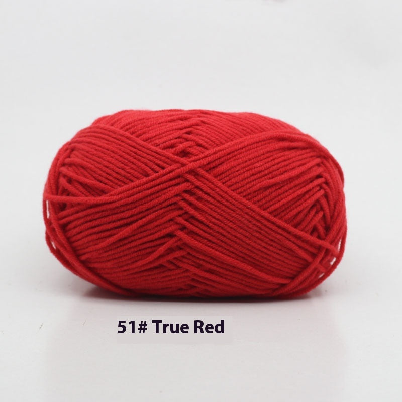 Four-Strand Milk Cotton Crochet Yarn Balls for Craft Projects - Multiple Colors