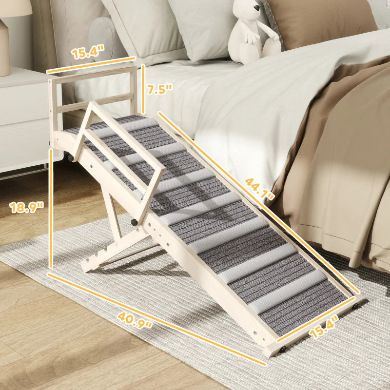Adjustable Dog Ramp with Side Rails, Folding Pet Step for Small to Large Pets