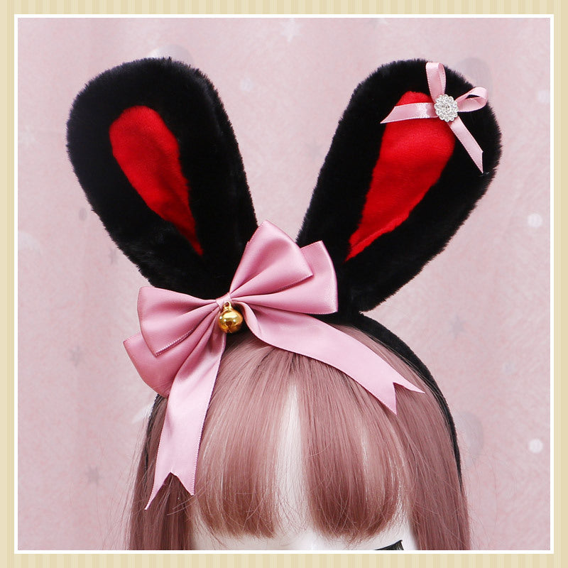 Animal Ears Headband with Bowknot Plush Rabbit Design for Cosplay & Fashion